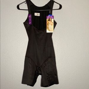 NWT New Naomi & Nicole Comfortable Firm Black Torsette Thigh Slimmer Size XL